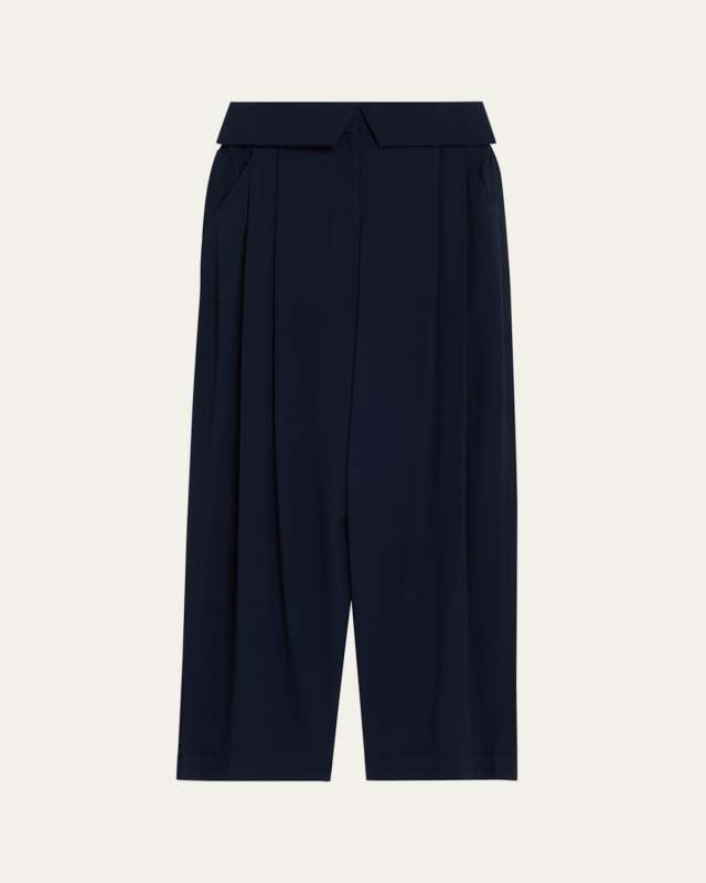 Pleat-Front Pants With Foldover Waistband